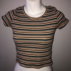 green and yellow striped crop top
